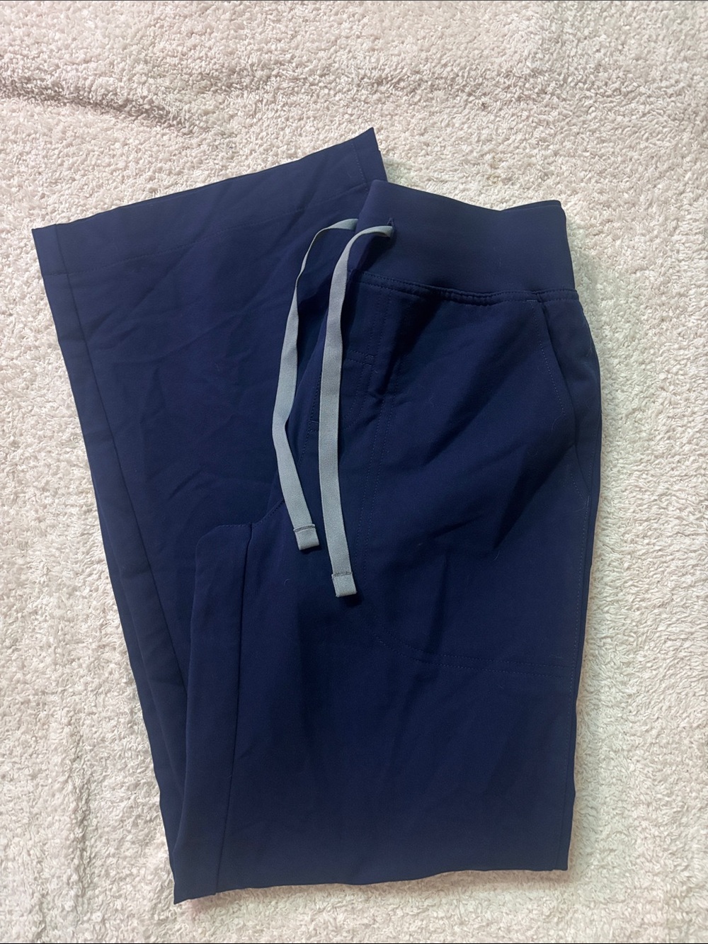 FIGS Womens Isabel High-Rise Wide-Leg Scrub Pant Navy Blue Size XXS/P